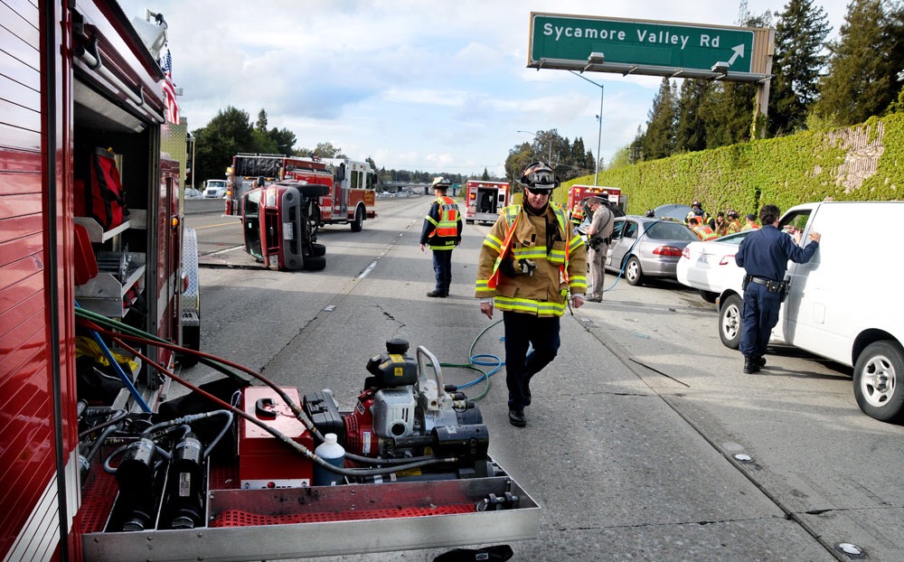 San Ramon Valley Fire responds to a traffic collision in a coordinated effort, managing both ambulance and fire/rescue resources.  (Photo: SRVFPD)